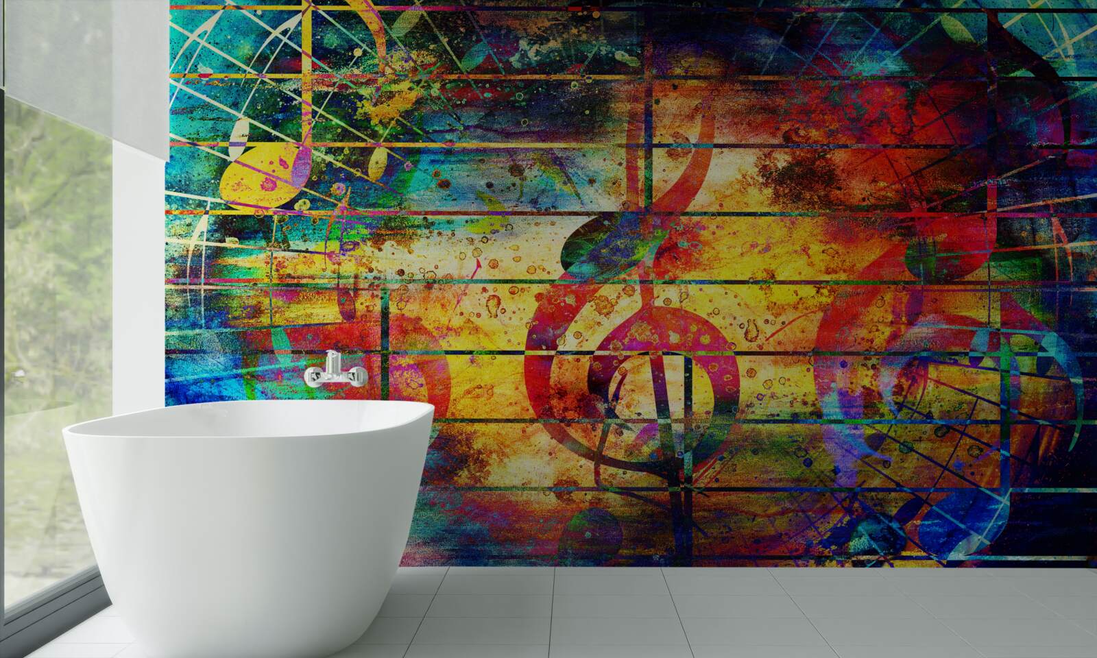 Fototapeta graffiti w formie klucza wiolinowego