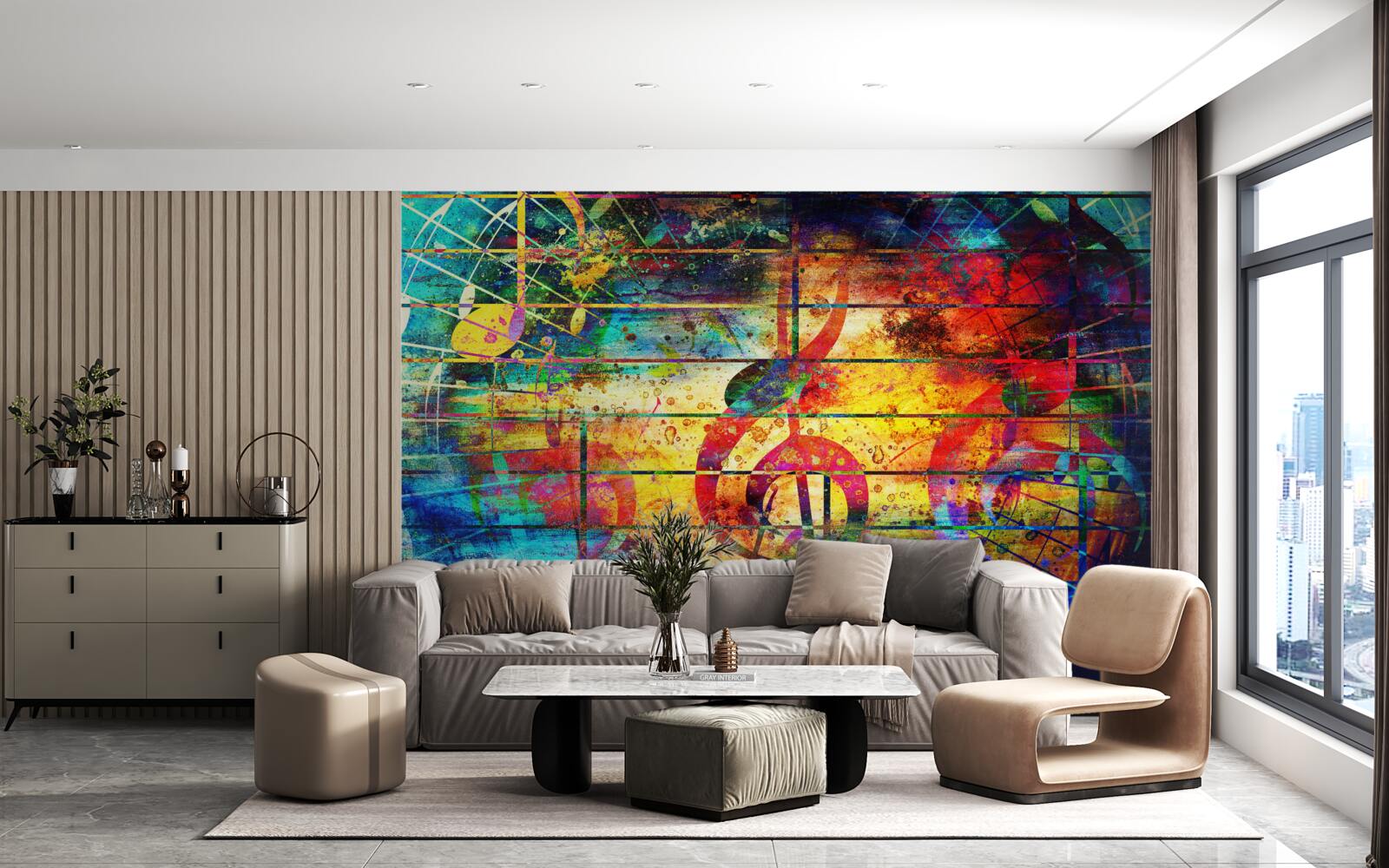 Fototapeta graffiti w formie klucza wiolinowego