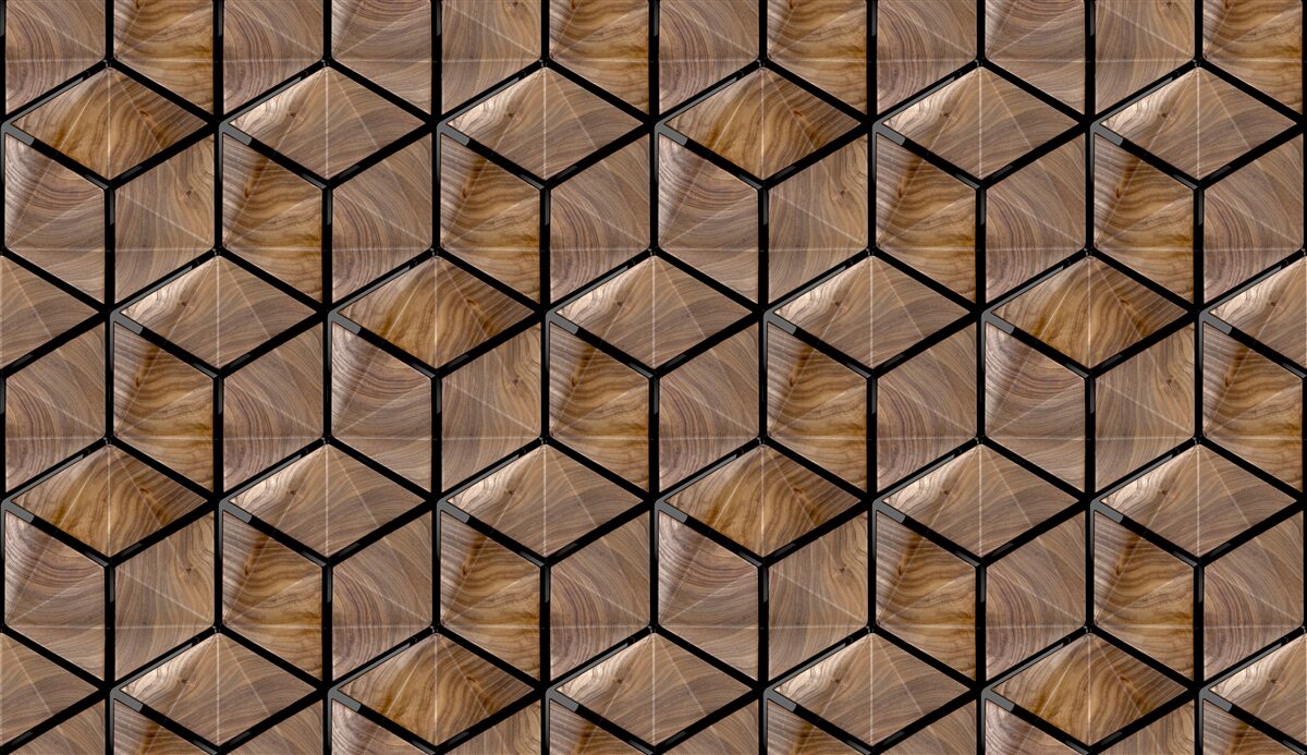 Fototapeta wzory geometrycznych kształtów na parkiecie