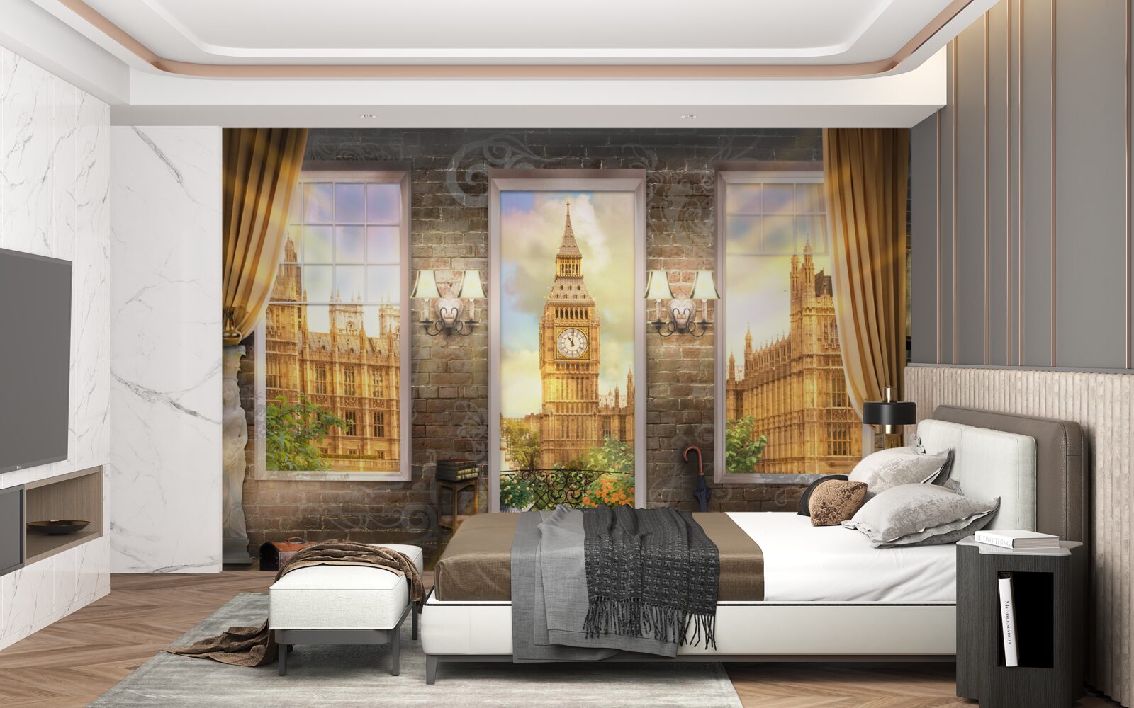 Fototapeta panorama londynu z okna