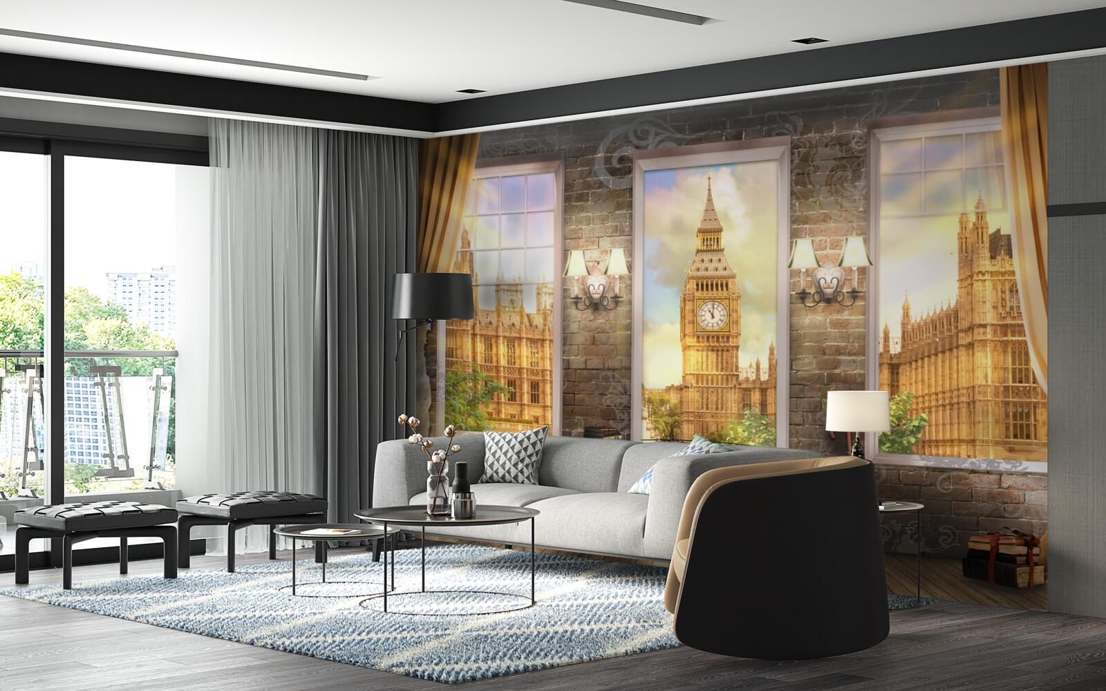 Fototapeta panorama londynu z okna