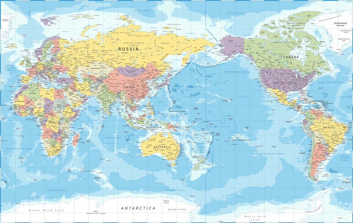 Fototapeta aktualna mapa świata z politycznego punktu widzenia