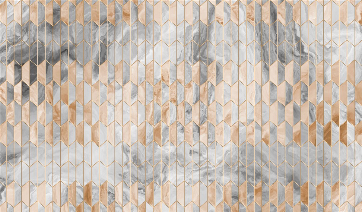 Fototapeta złoto-szara kompozycja geometryczna na marmurowej powierzchni