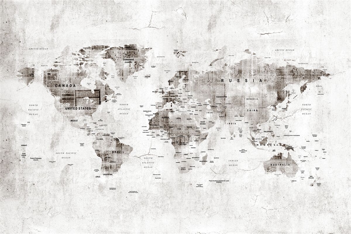 Fototapeta mapa świata pokazująca nazwy stanów