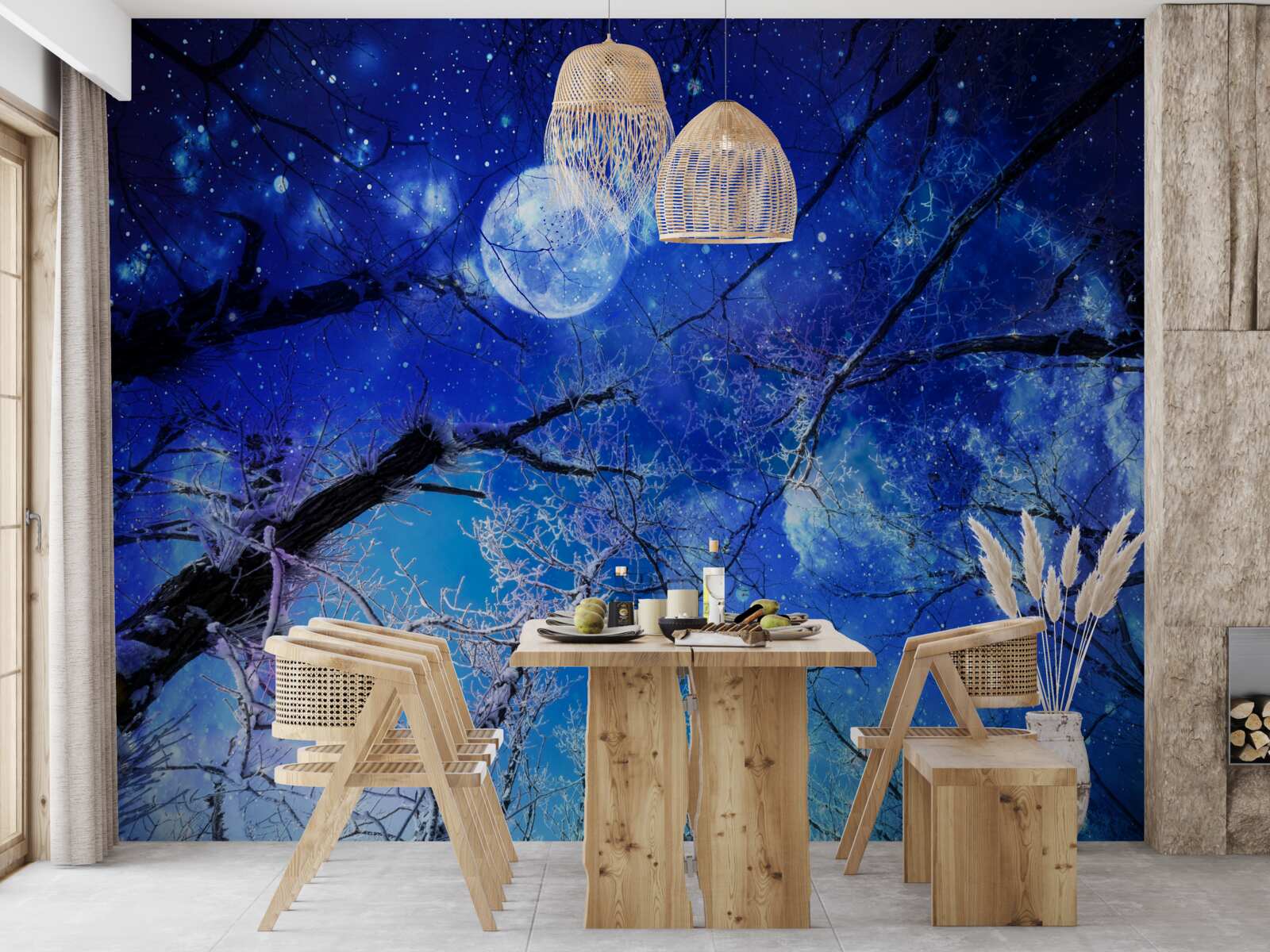 Fototapeta jasne nocne niebo i księżyc