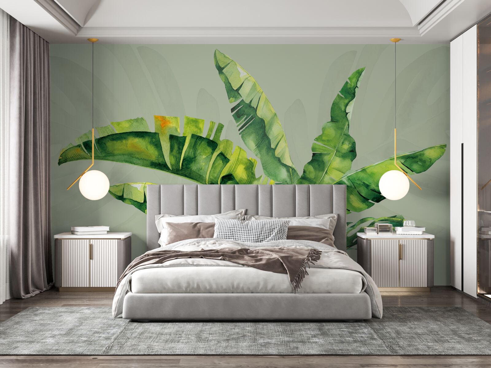 Fototapeta monstera i zielona paproć