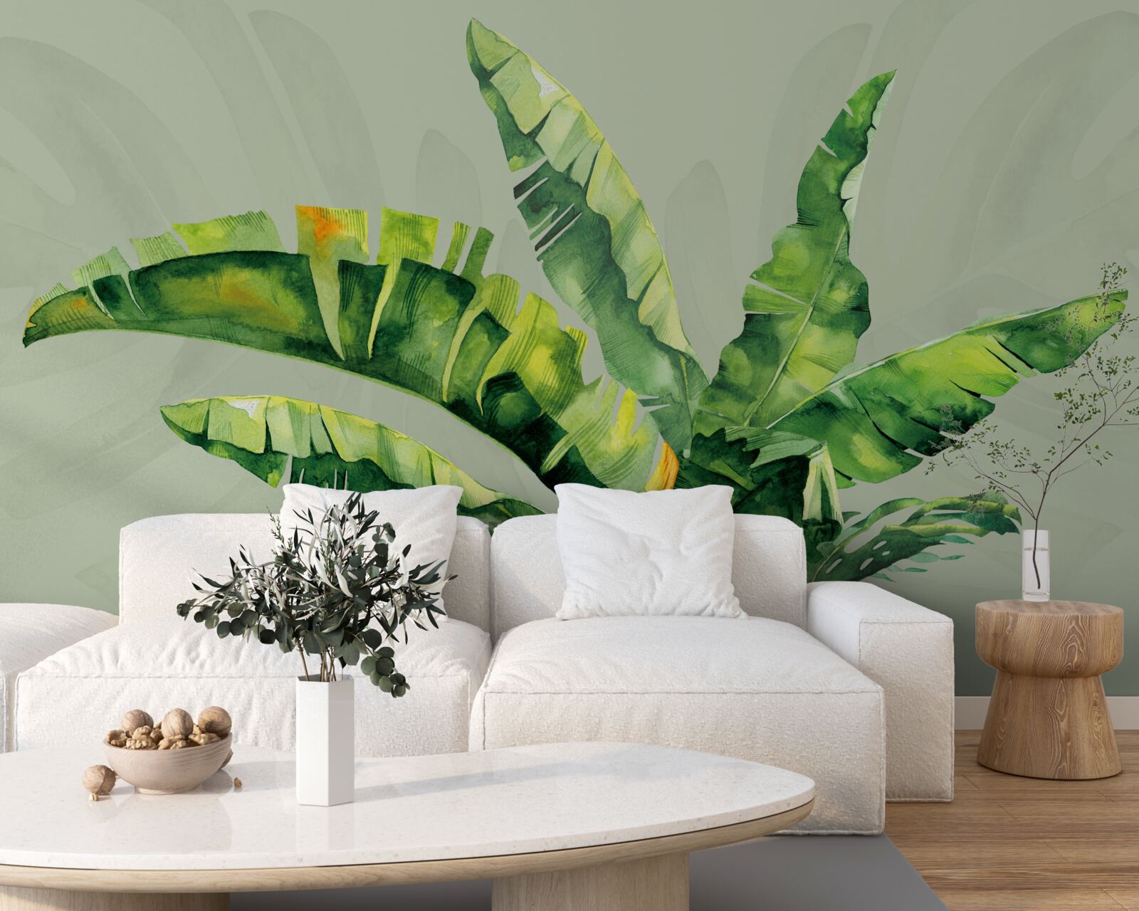 Fototapeta monstera i zielona paproć