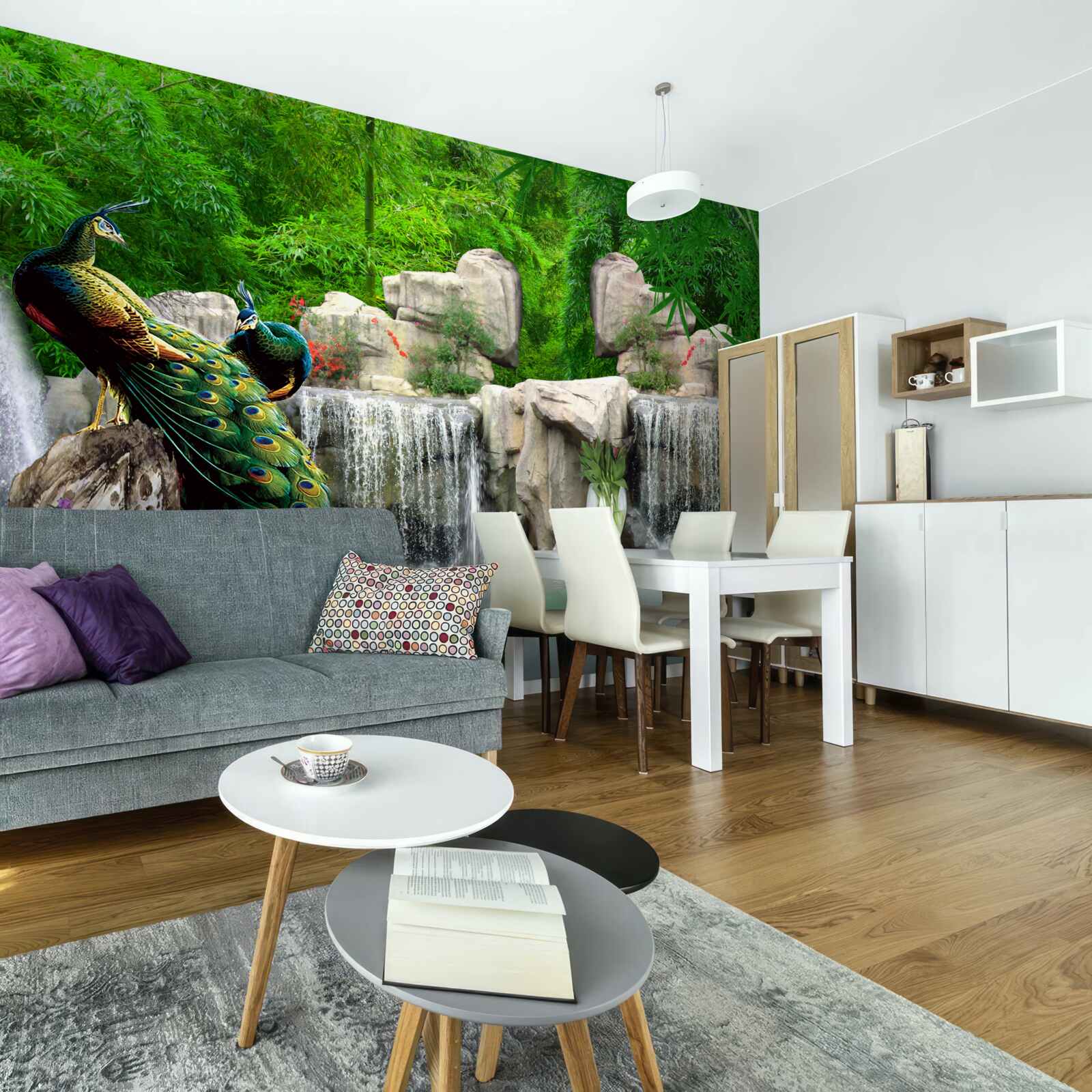 Fototapeta pawie przy wodospadzie