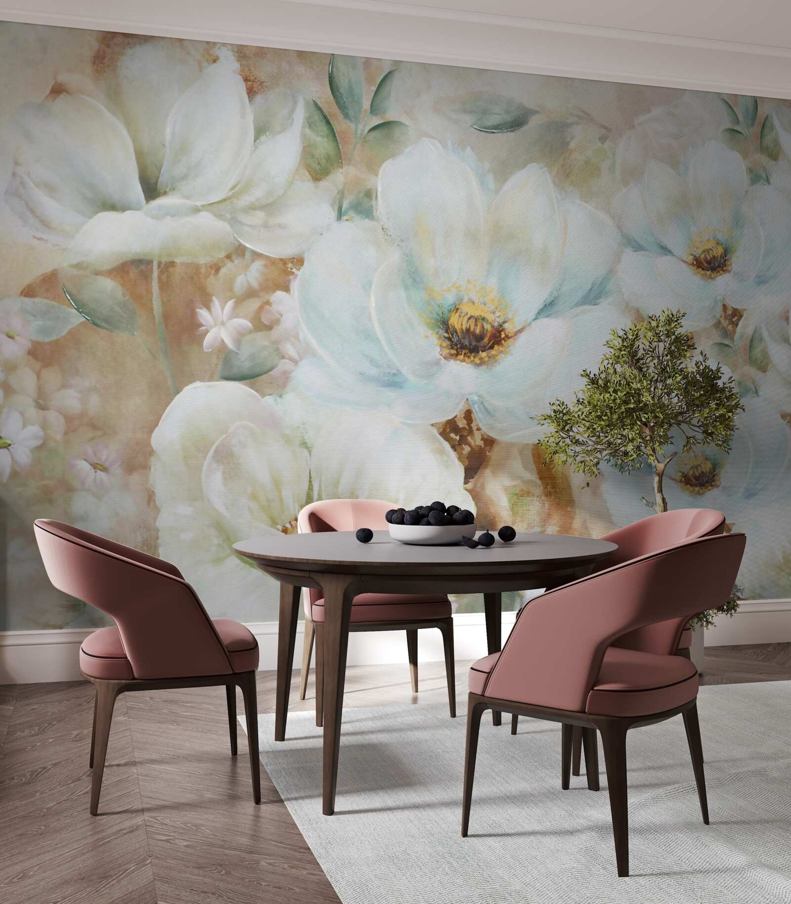 Fototapeta akwarela obraz śnieżnobiałych orchidei