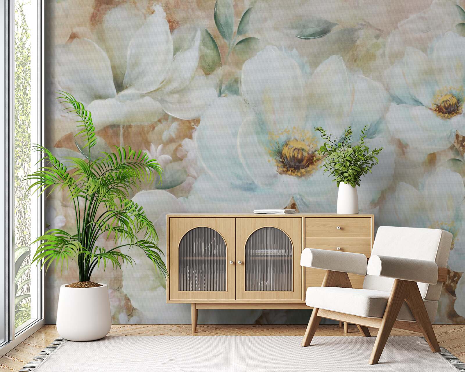Fototapeta akwarela obraz śnieżnobiałych orchidei