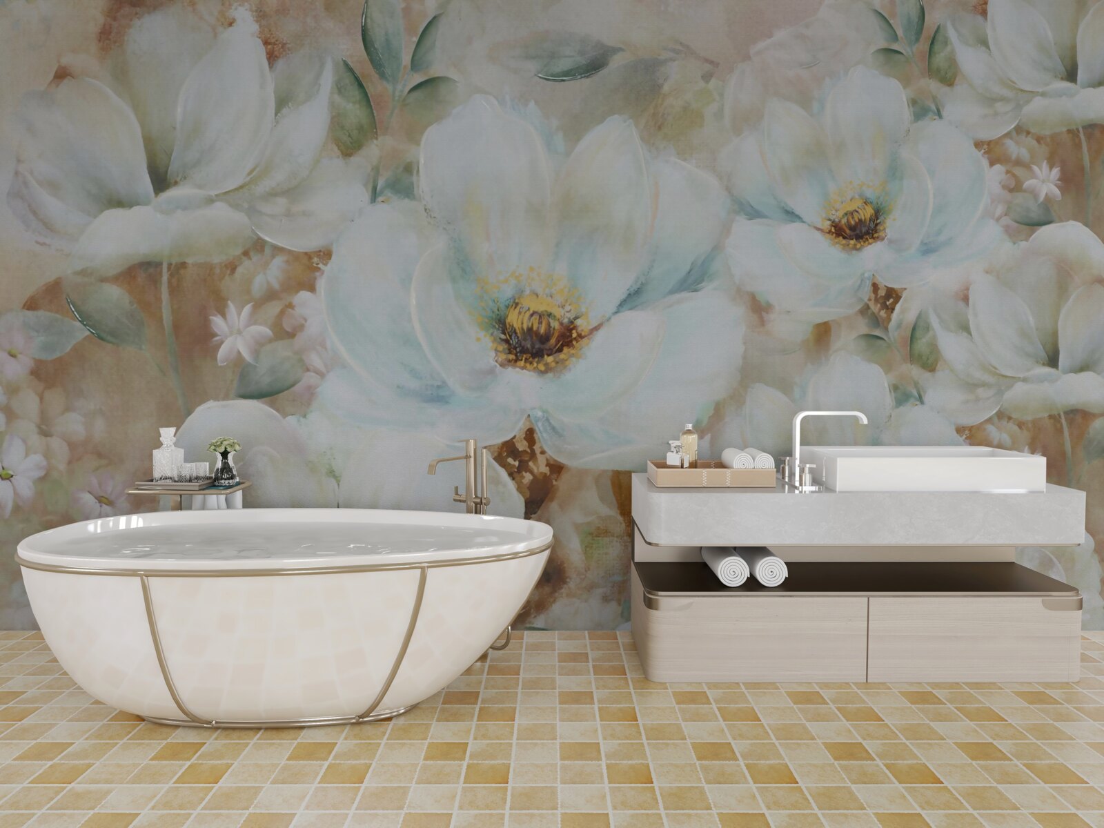 Fototapeta akwarela obraz śnieżnobiałych orchidei