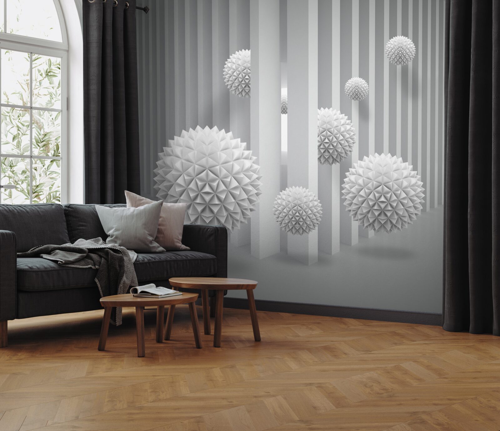 Fototapeta kulki latające nad geometrycznymi kształtami