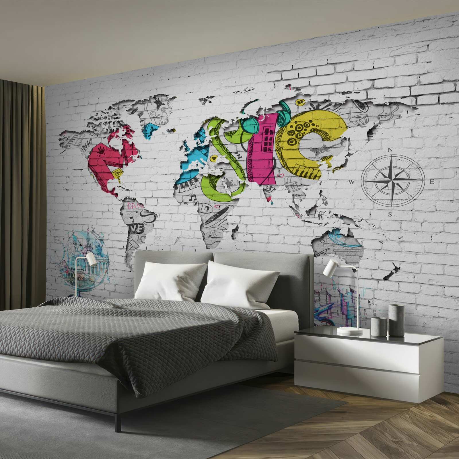 Fototapeta graffiti w formie mapy świata