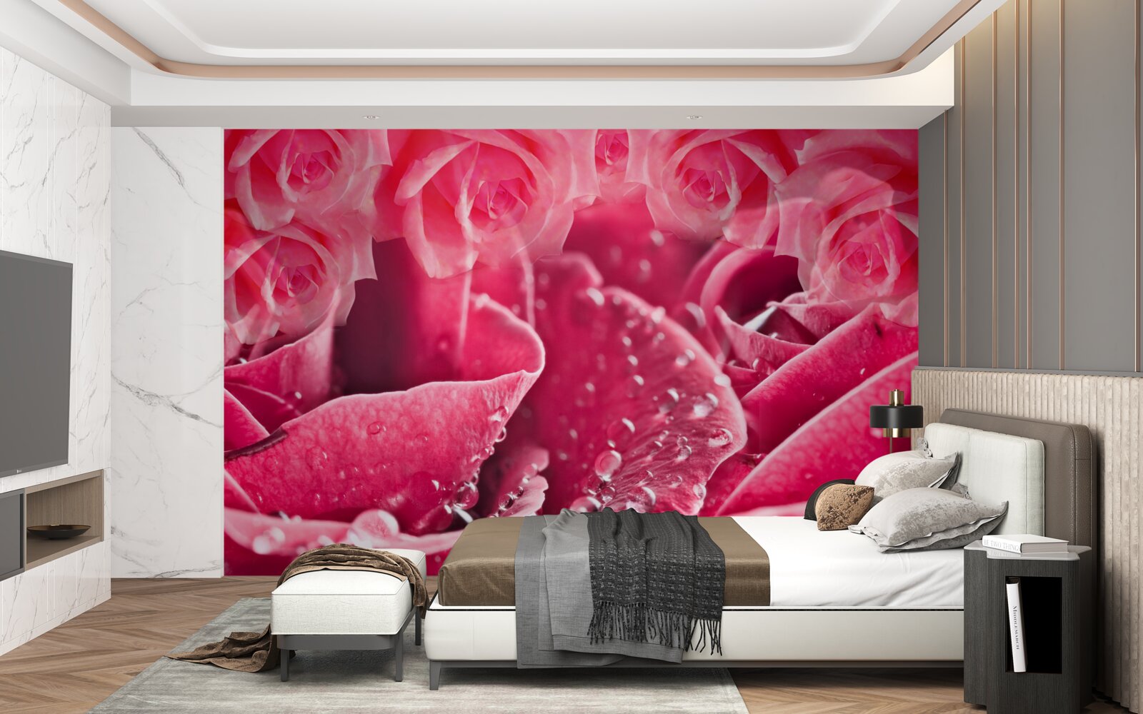 Fototapeta krople rosy na róży