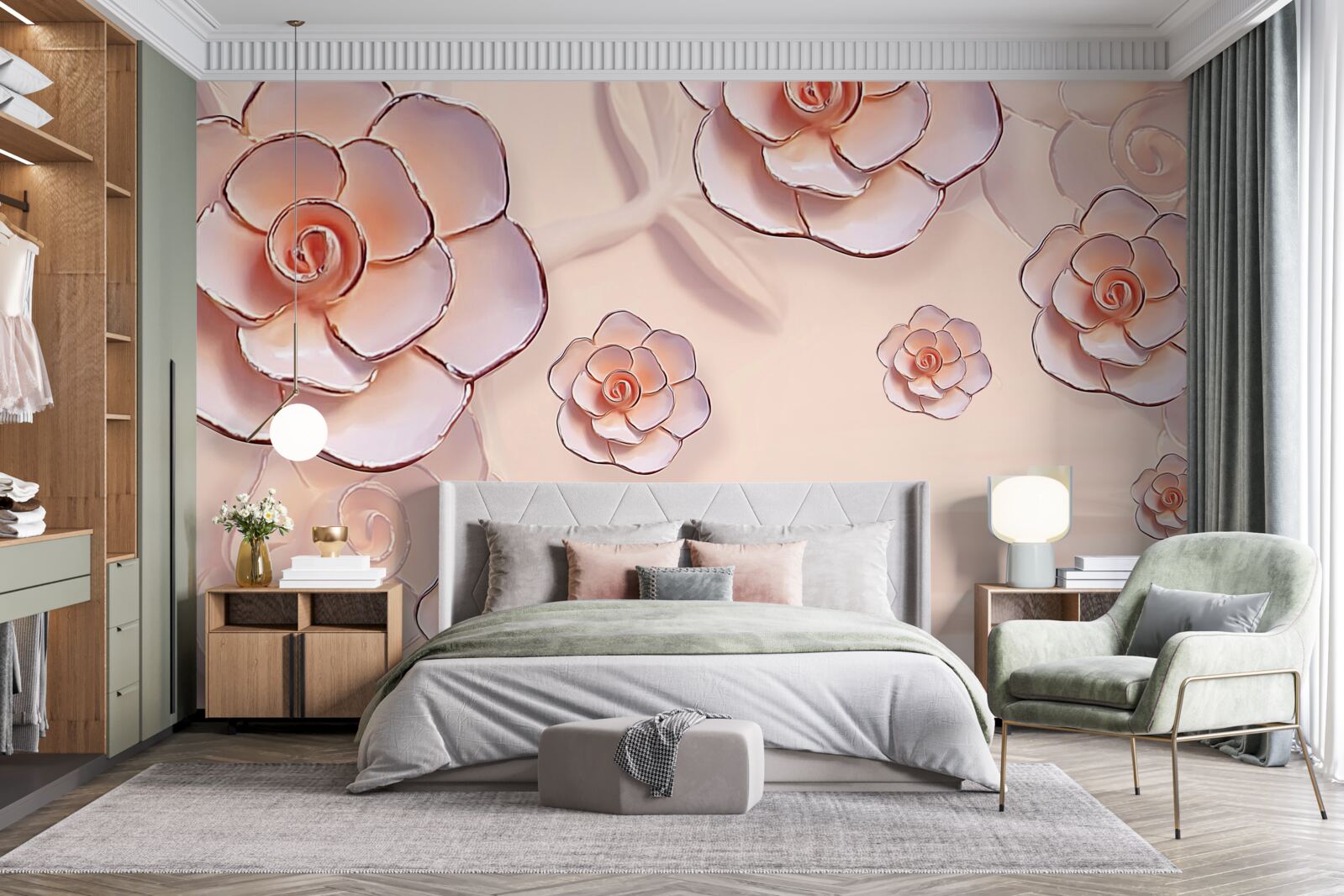 Fototapeta różowe porcelanowe róże