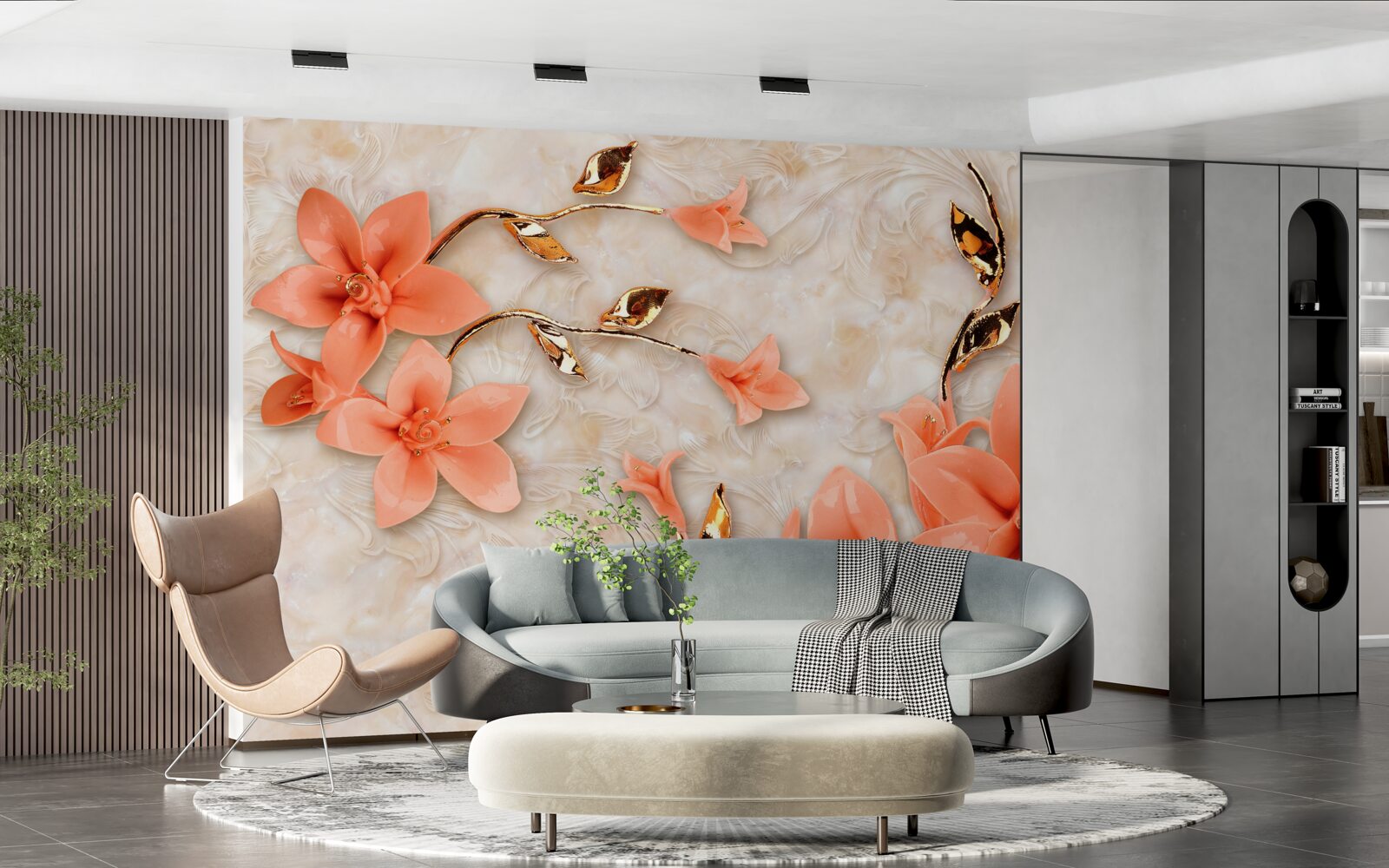 Fototapeta magnolia kwitnąca brzoskwiniowymi odcieniami