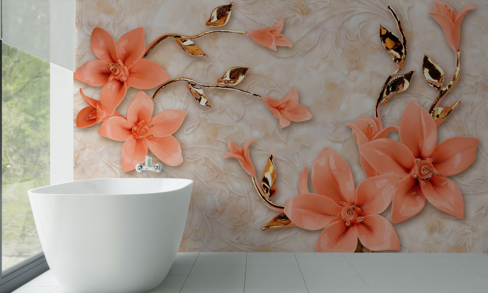 Fototapeta magnolia kwitnąca brzoskwiniowymi odcieniami