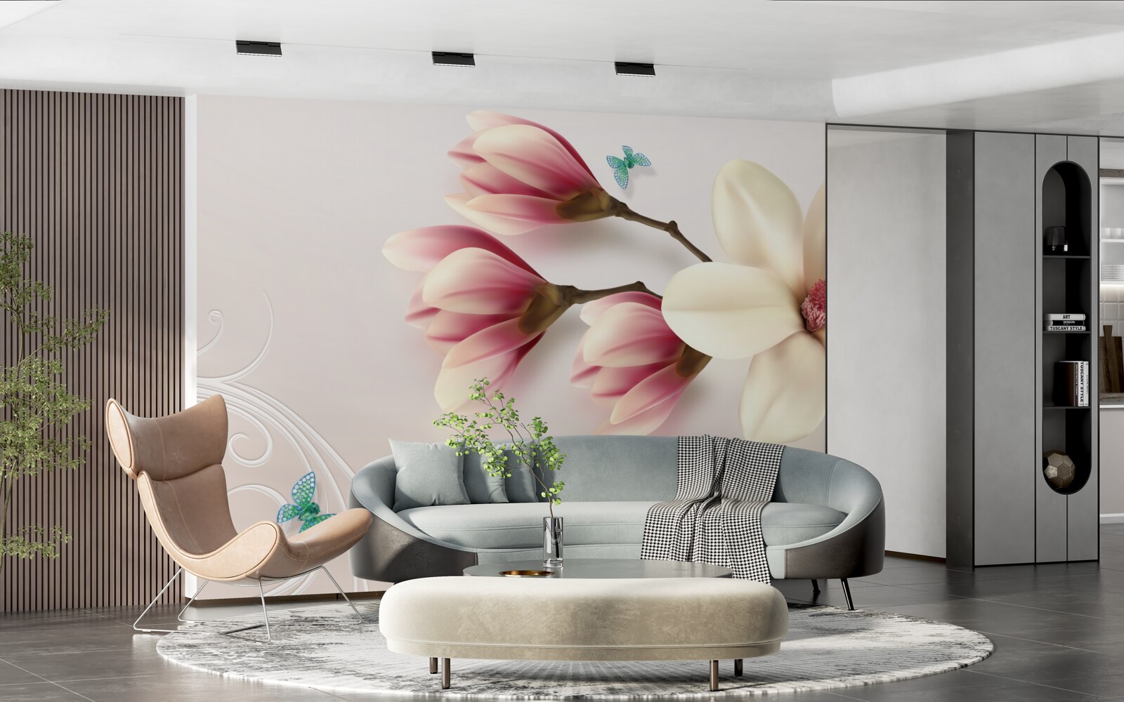 Fototapeta biała magnolia w pełnym rozkwicie