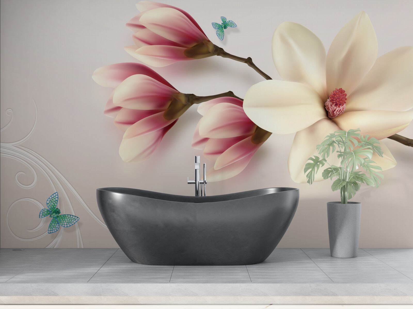 Fototapeta biała magnolia w pełnym rozkwicie
