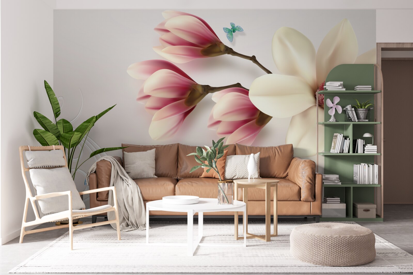 Fototapeta biała magnolia w pełnym rozkwicie