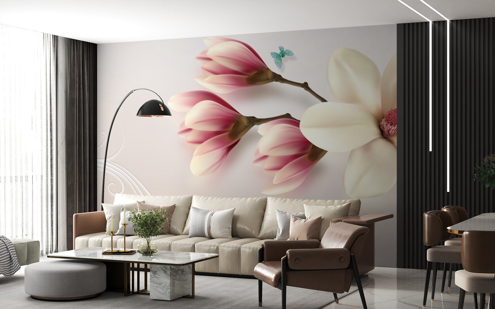 Fototapeta biała magnolia w pełnym rozkwicie