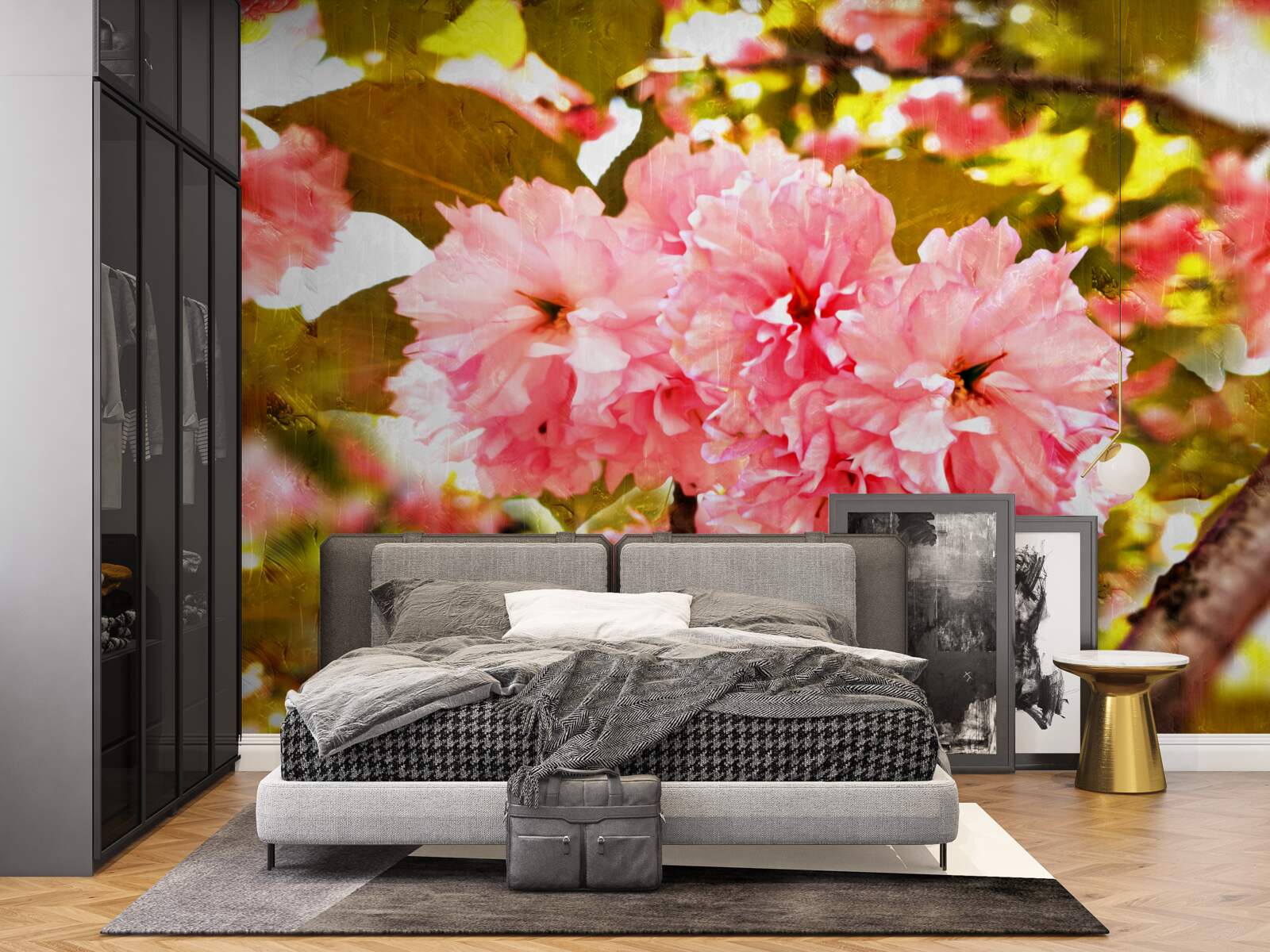 Fototapeta kanzan sakura w pełnym rozkwicie