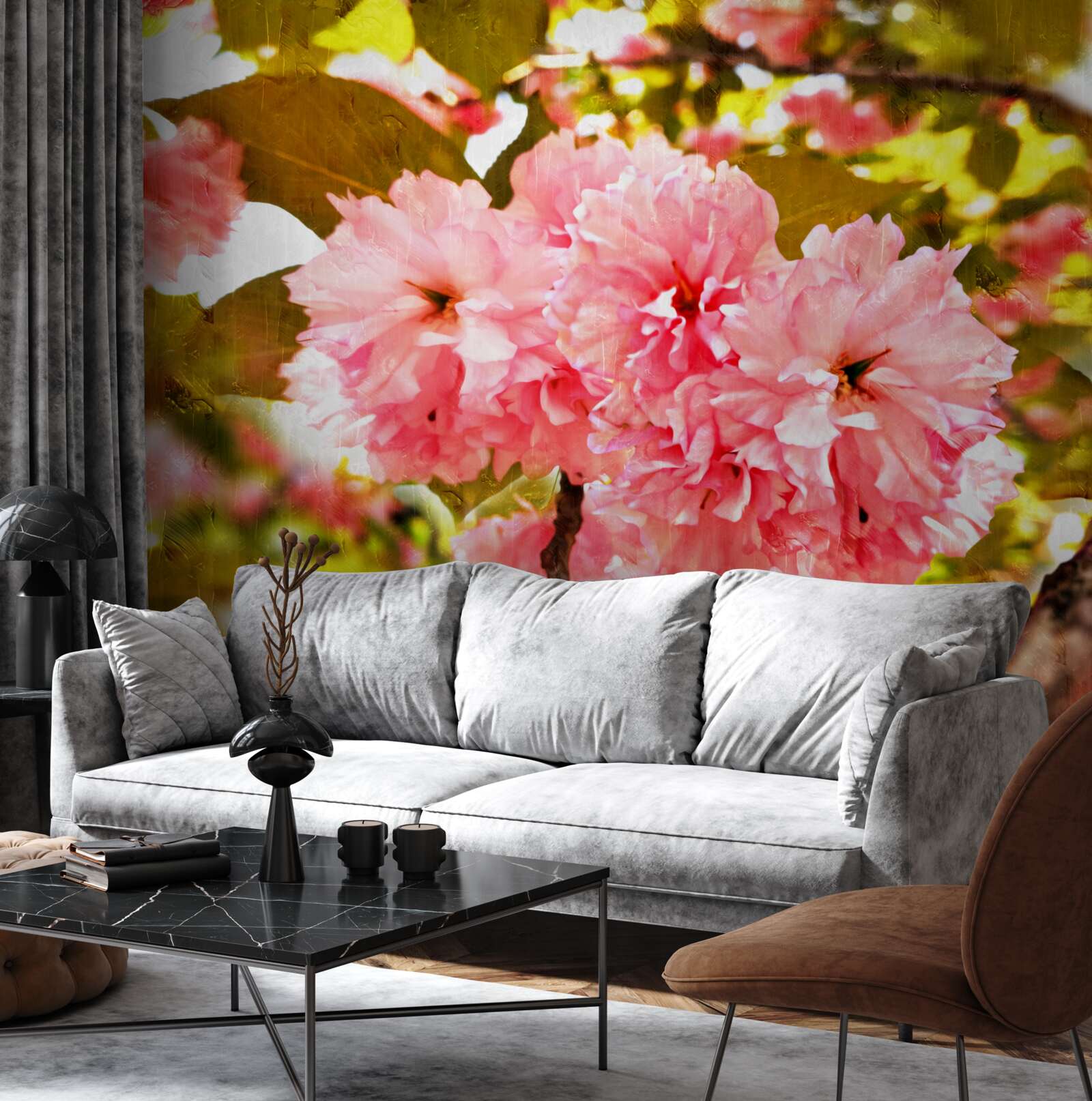Fototapeta kanzan sakura w pełnym rozkwicie