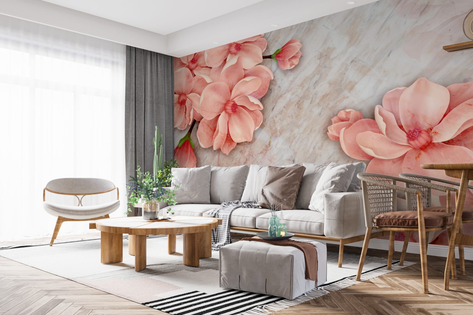 Fototapeta magnolie z różowymi kwiatami
