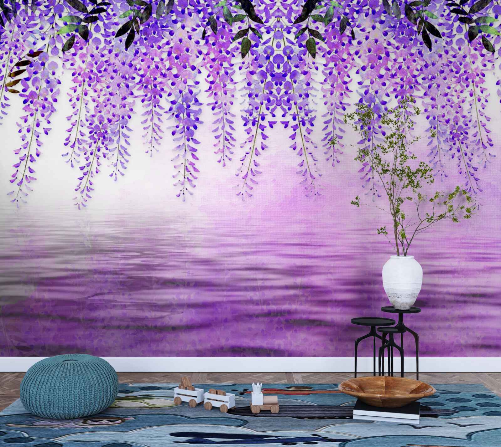 Fototapeta wisteria o fioletowym odcieniu na tle tego samego koloru