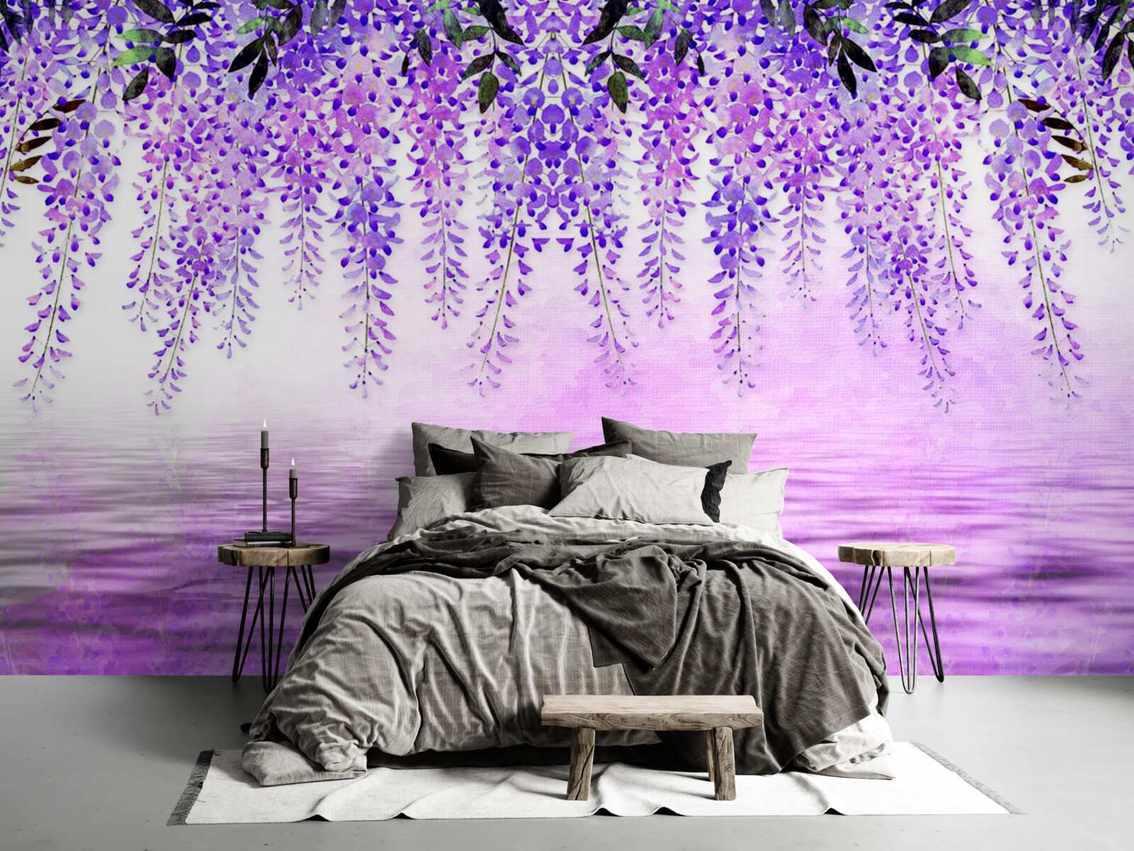 Fototapeta wisteria o fioletowym odcieniu na tle tego samego koloru