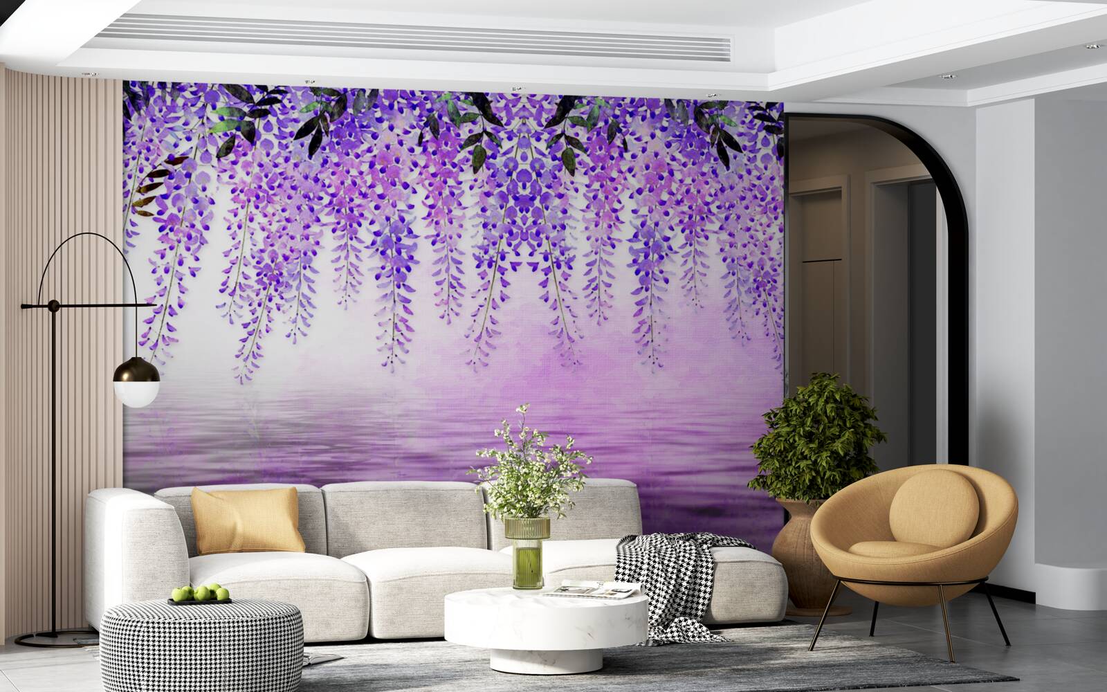 Fototapeta wisteria o fioletowym odcieniu na tle tego samego koloru