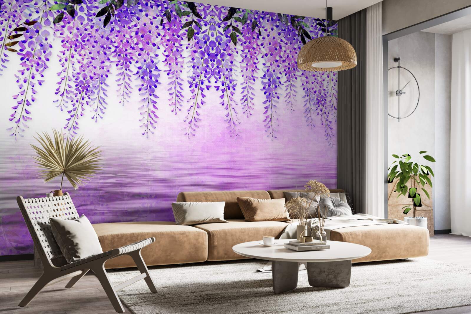 Fototapeta wisteria o fioletowym odcieniu na tle tego samego koloru