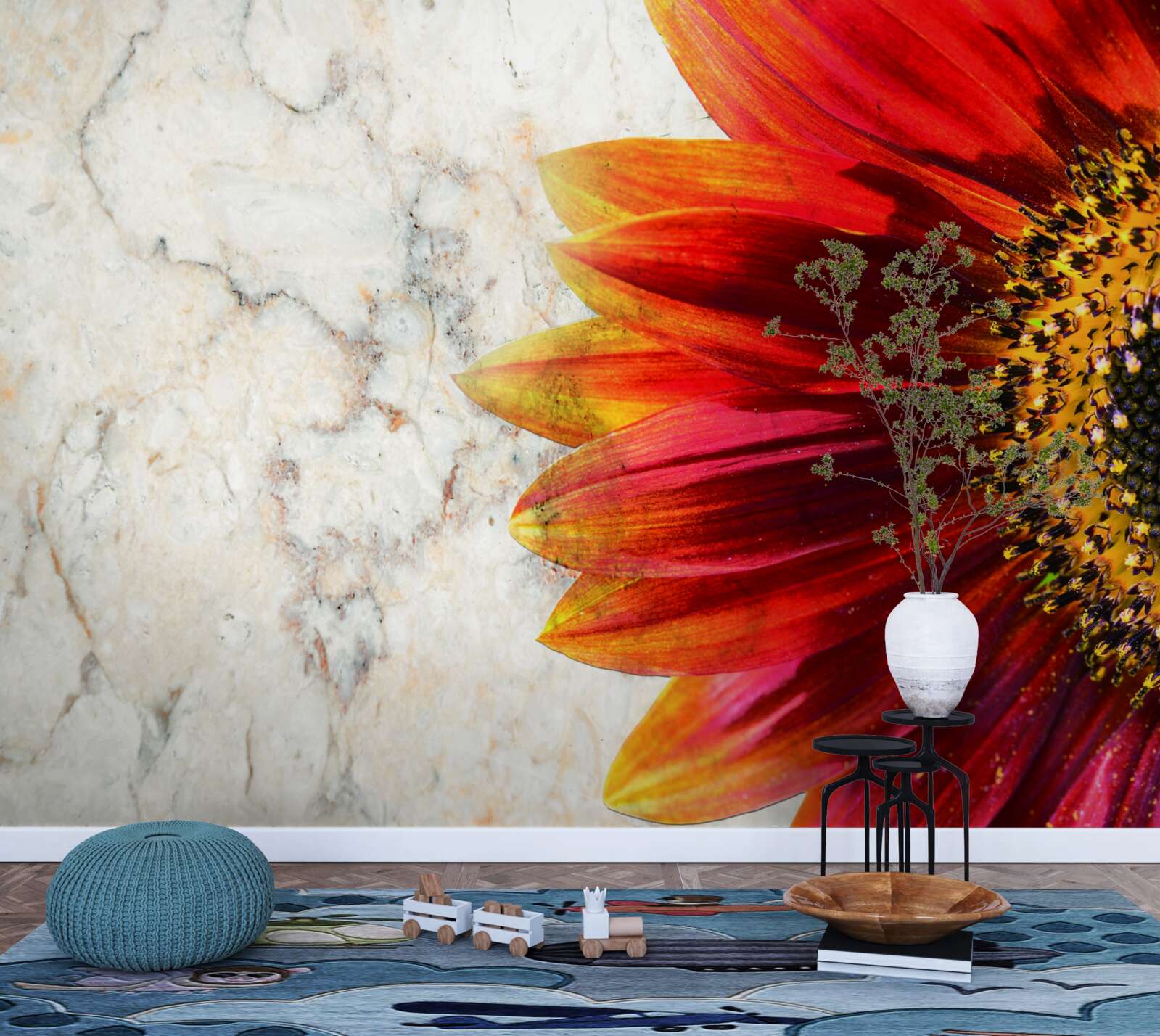 Fototapeta ogromna czerwono-pomarańczowa gerbera