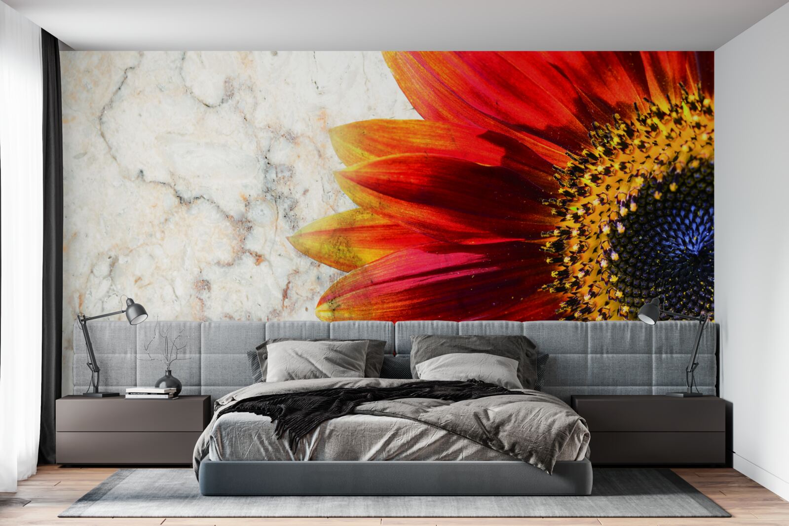 Fototapeta ogromna czerwono-pomarańczowa gerbera