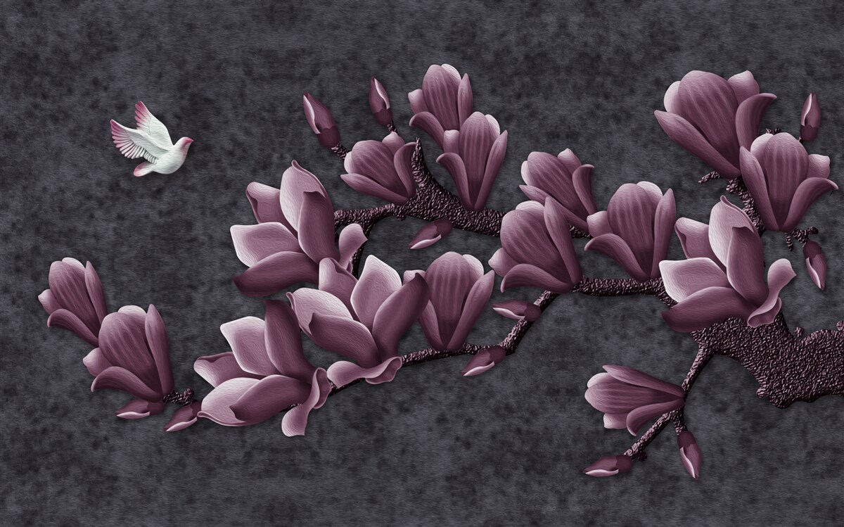 Fototapeta odcień liliowy ptaka i magnolii