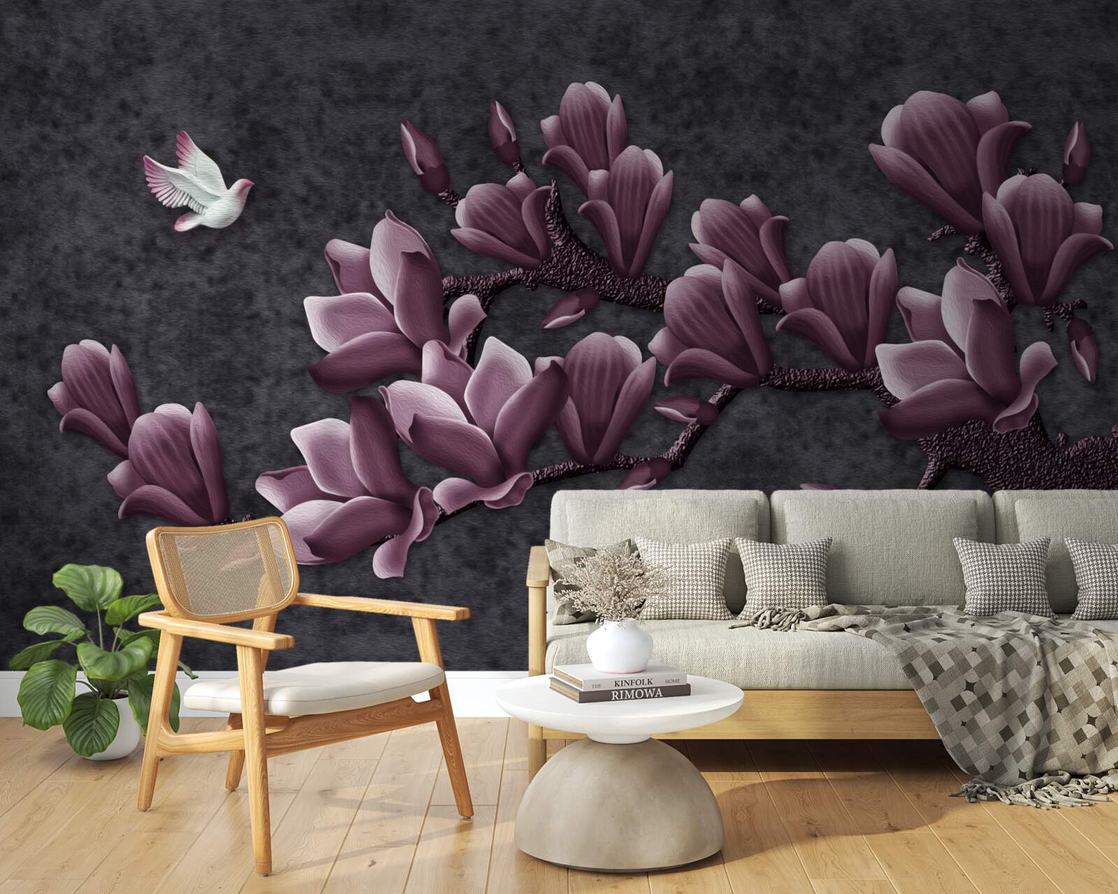 Fototapeta odcień liliowy ptaka i magnolii