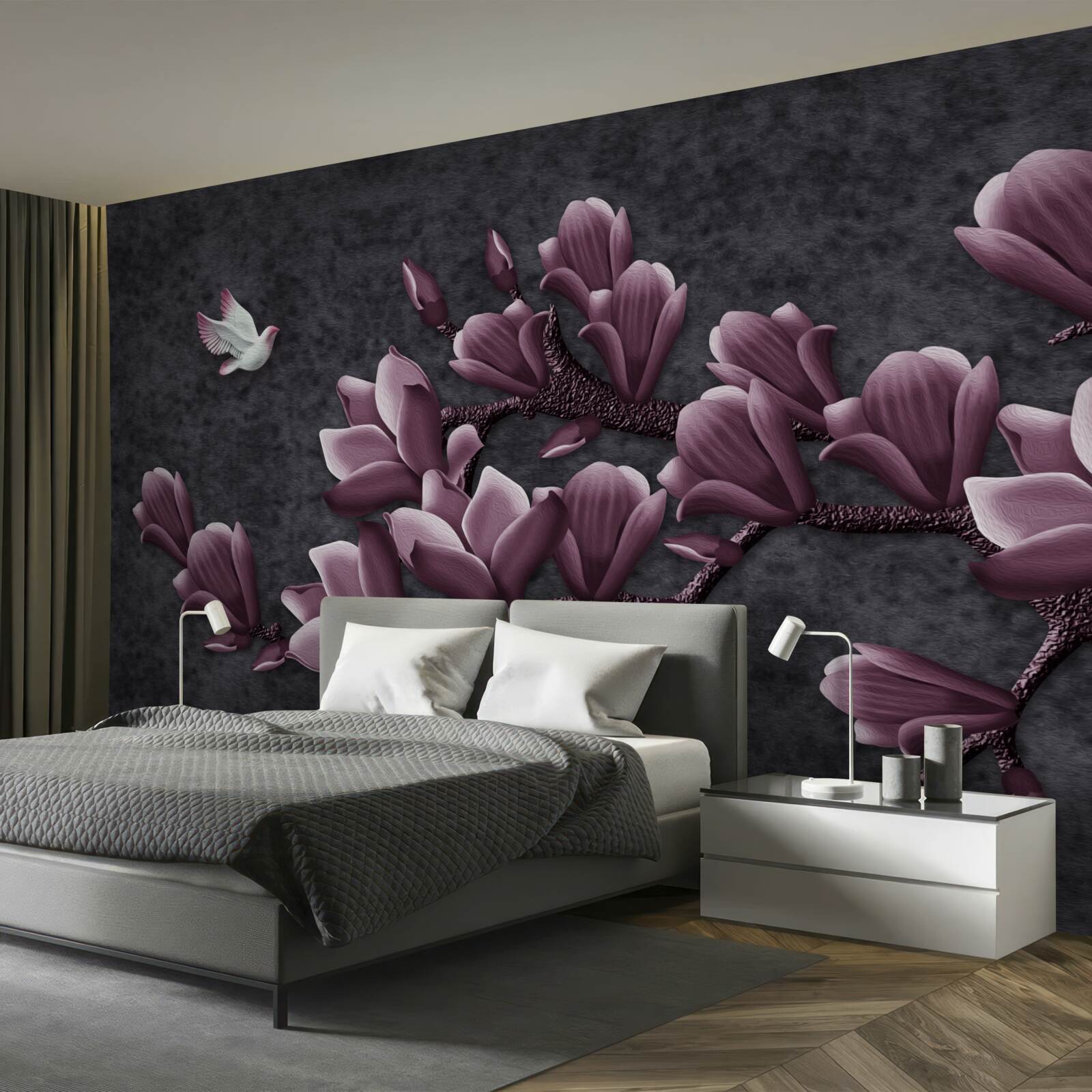 Fototapeta odcień liliowy ptaka i magnolii