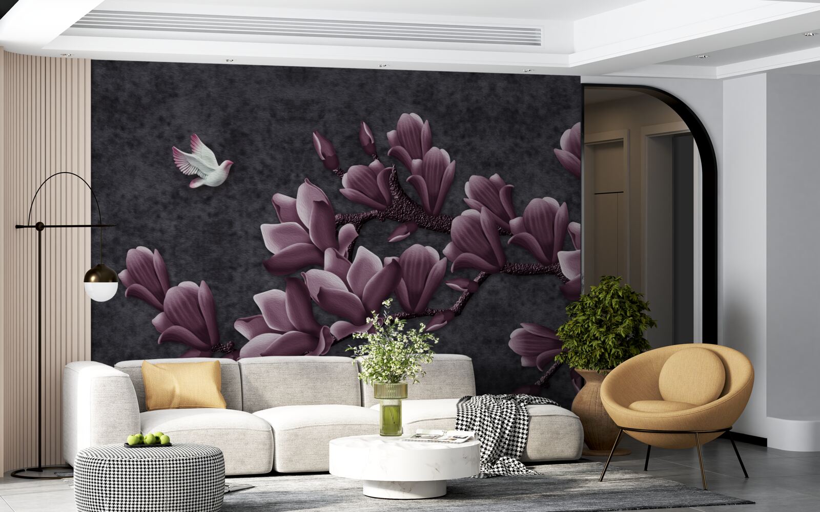Fototapeta odcień liliowy ptaka i magnolii