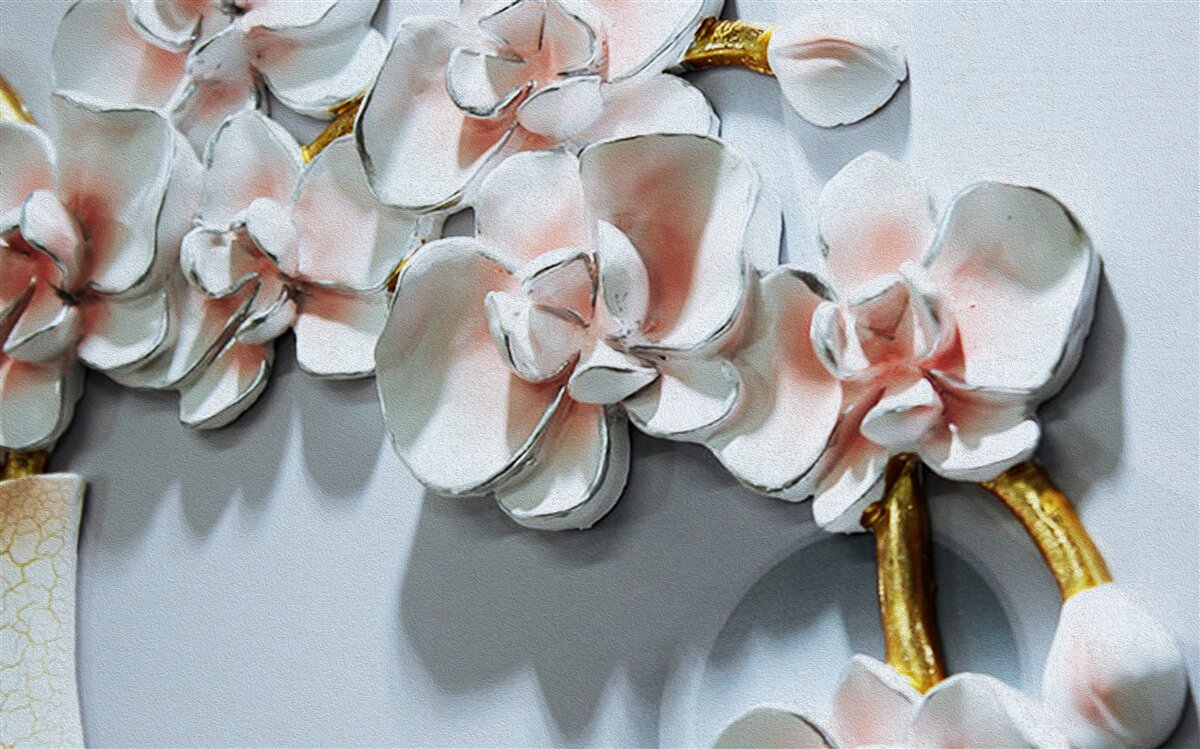 Fototapeta konturuj gałęzie śnieżnobiałej orchidei