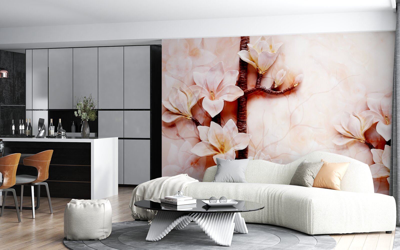 Fototapeta gałęzie pełnej wdzięku różowawej magnolii