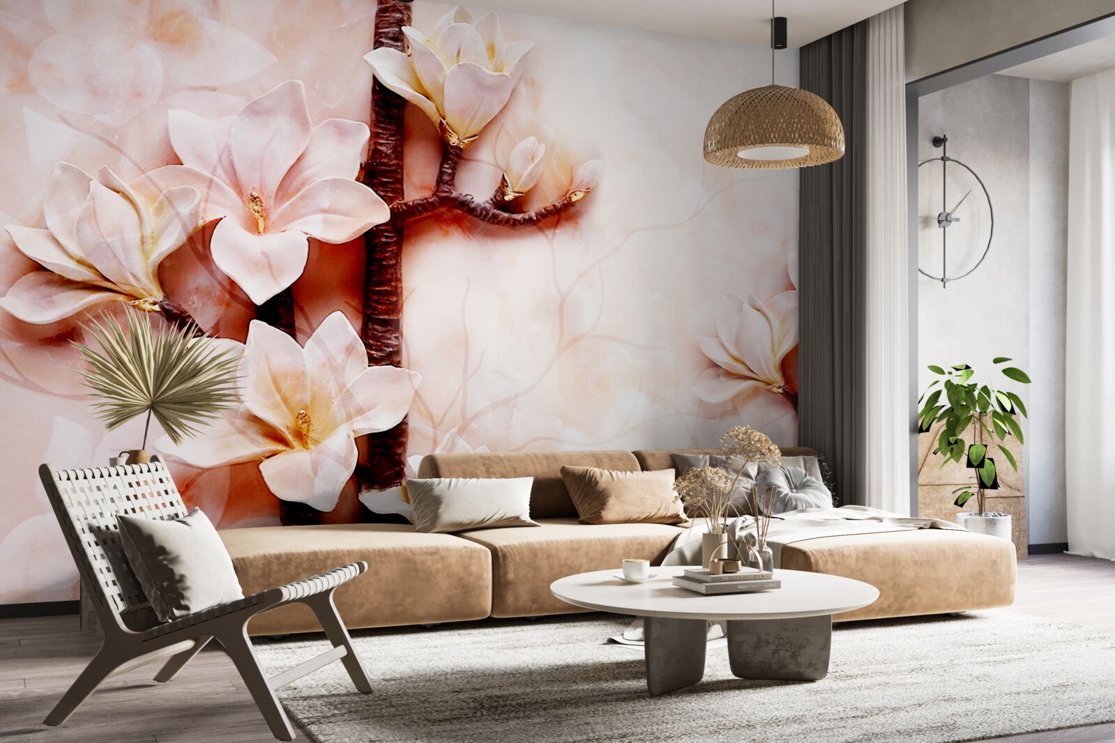 Fototapeta gałęzie pełnej wdzięku różowawej magnolii