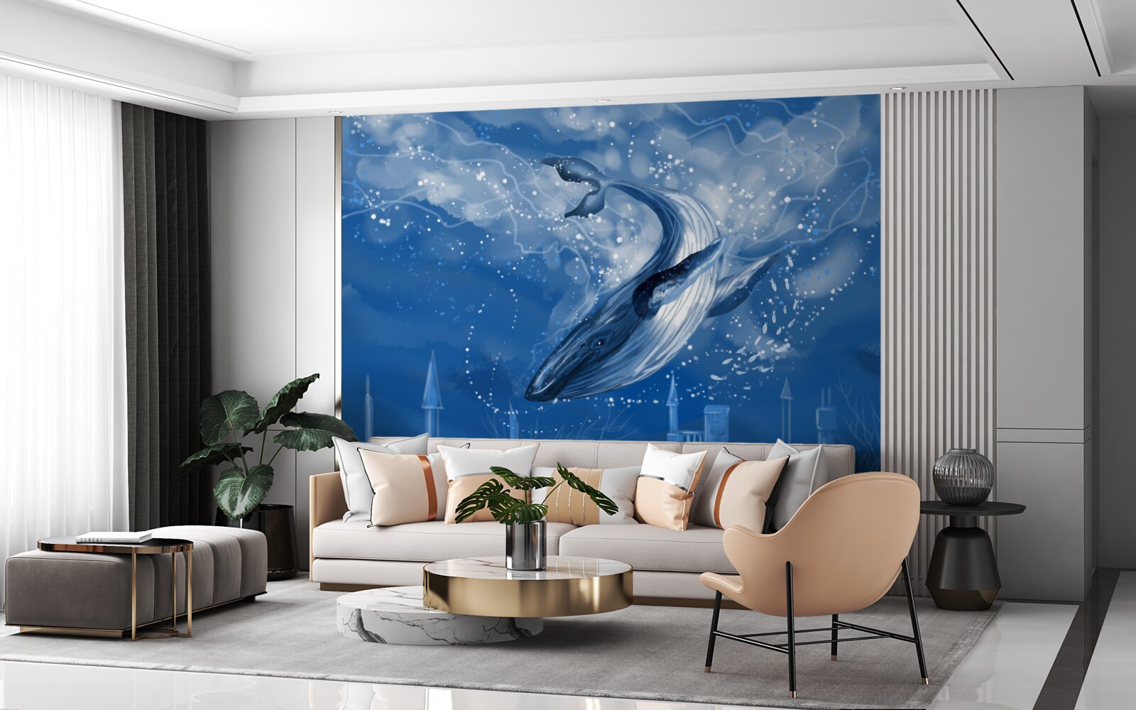 Fototapeta otchłań oceanu i płetwal błękitny